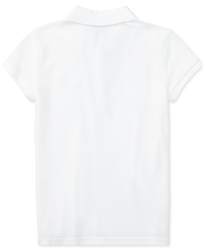 Polo Ralph Lauren Girls' 7-16 Stretch Cotton Mesh Polo Shirt - White