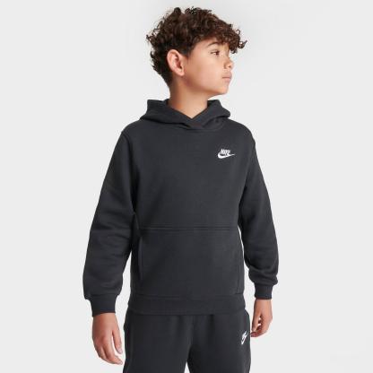 Big Kids' Nike Sportswear Club Fleece Pullover Hoodie - Black/White (FD3000B-010)