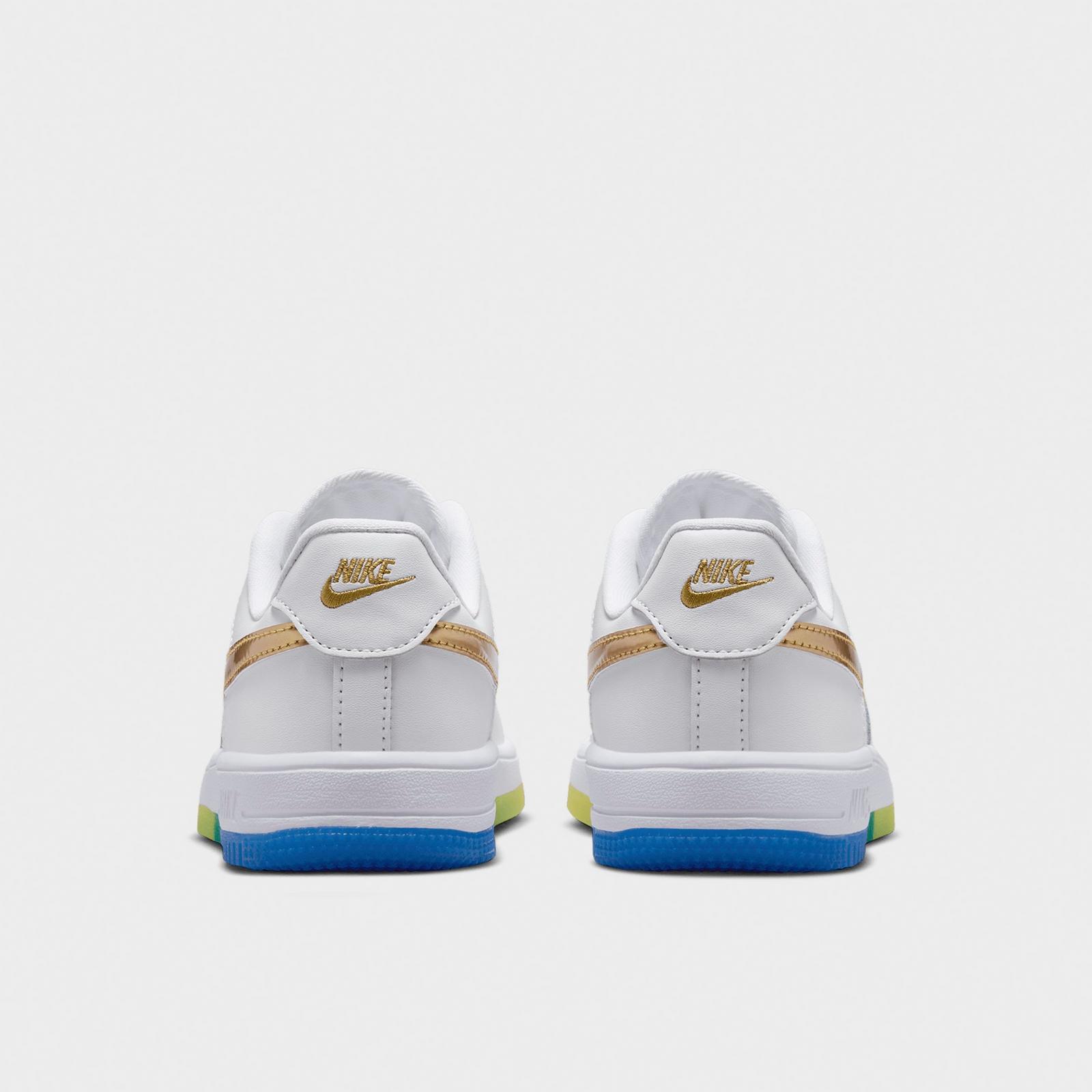 Little Kids' Nike Force 1 Low Casual Shoes - White/Soar/Sonic Yellow/Metallic Gold