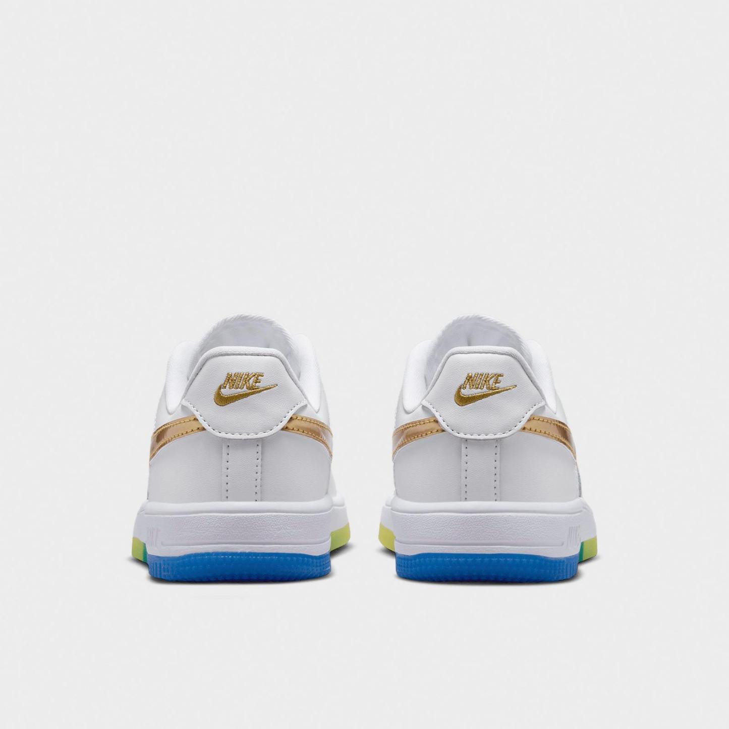 Little Kids' Nike Force 1 Low Casual Shoes - White/Soar/Sonic Yellow/Metallic Gold