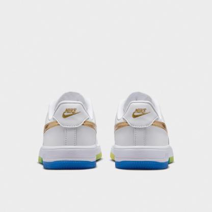 Little Kids' Nike Force 1 Low Casual Shoes - White/Soar/Sonic Yellow/Metallic Gold