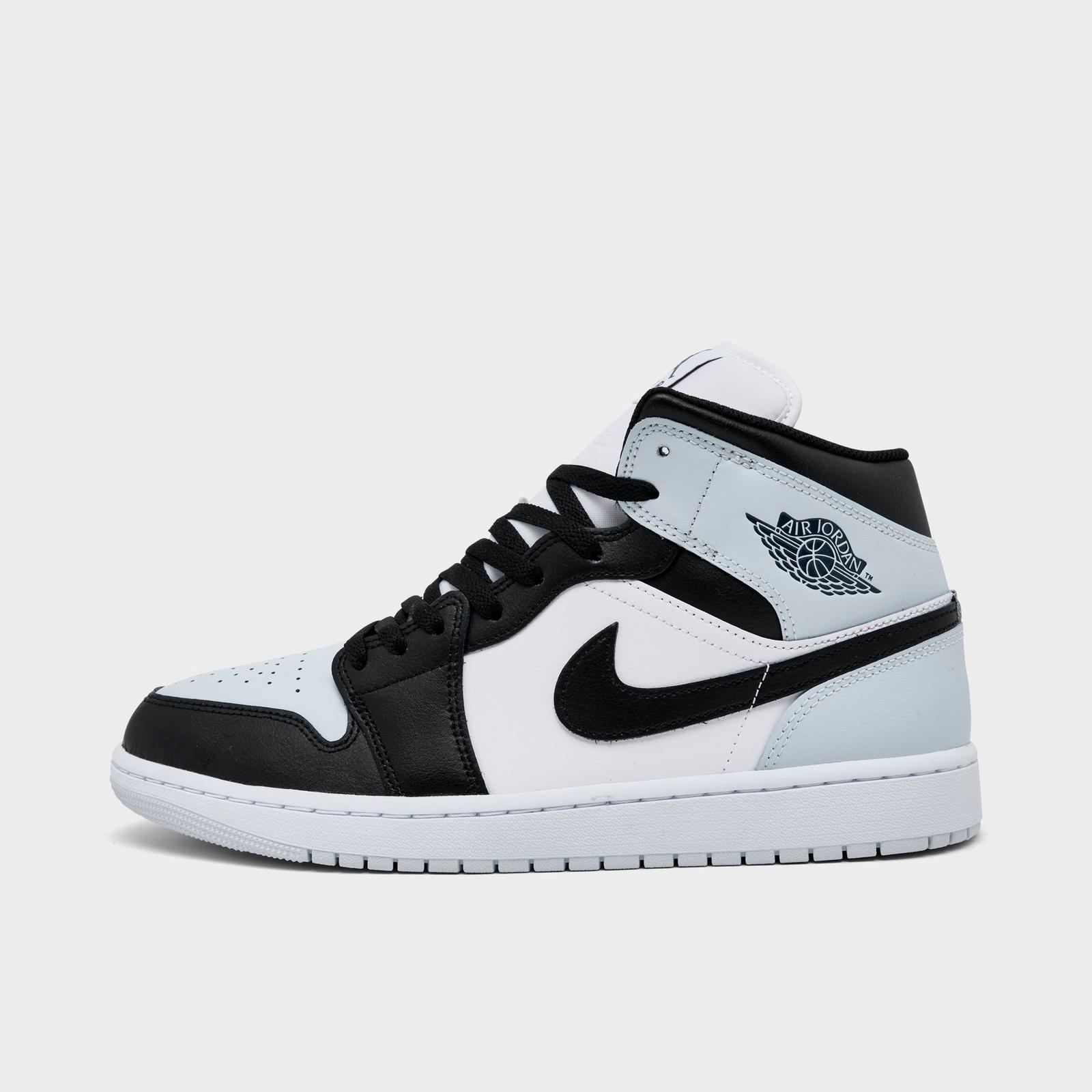 Men's Air Jordan Retro 1 Mid Casual Shoes - Black/Aura/White/Squadron Blue - view 1