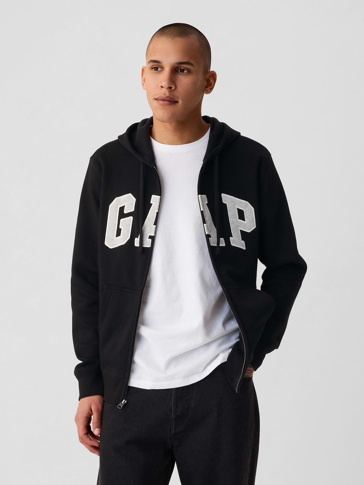 Adult VintageSoft Arch Logo Zip Hoodie - true black