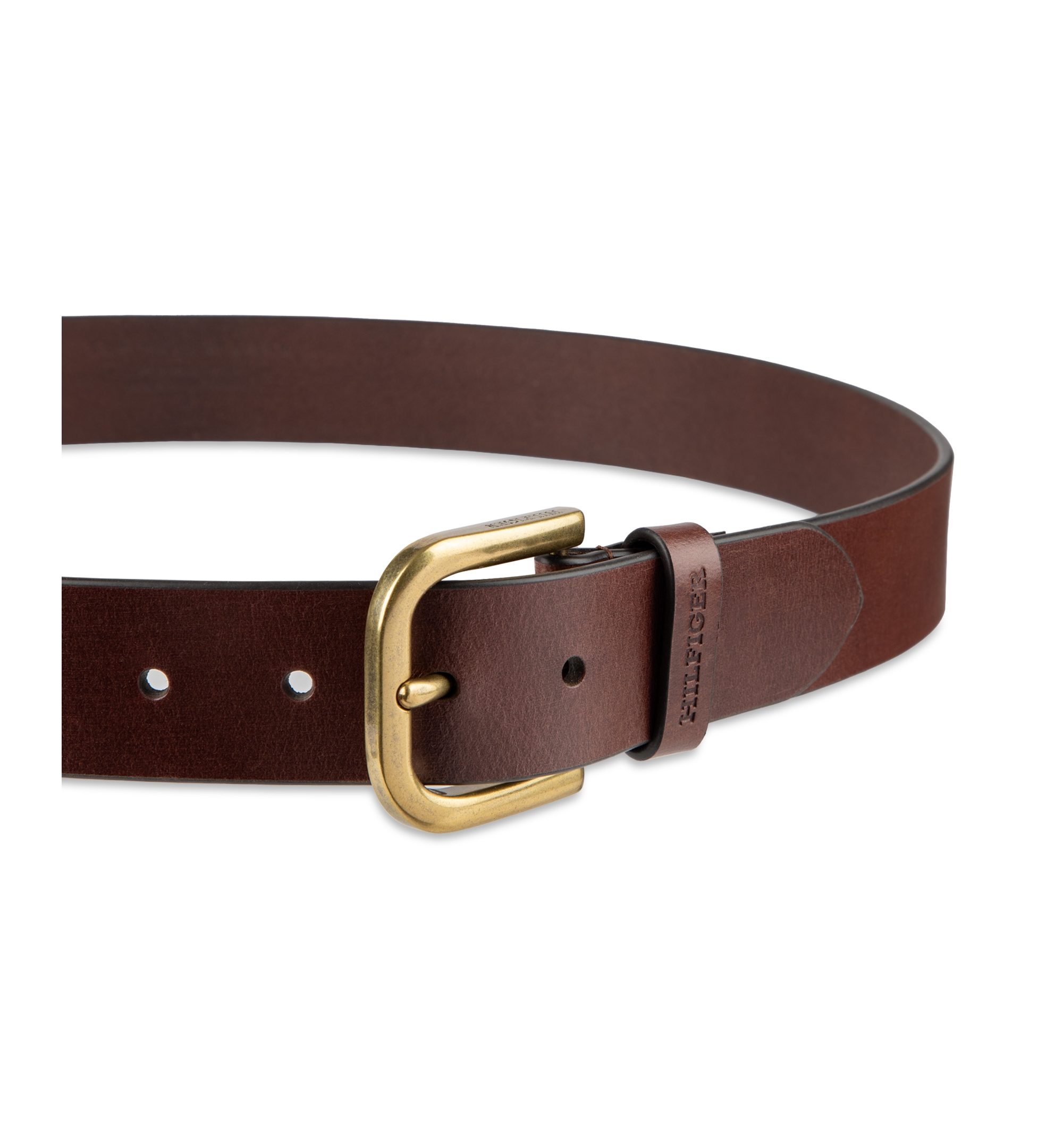 38MM Tommy Hilfiger Men's Genuine Leather Raw Edge Casual Jean Belt - Chocolate