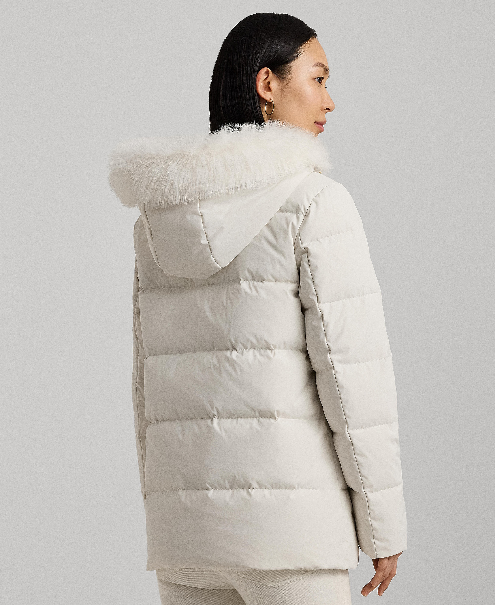 Lauren Ralph Lauren Women's Faux-Fur Hooded Puffer Coat - Cream