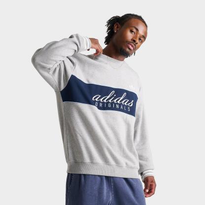Men's adidas Originals Script Fleece Crewneck Sweatshirt - Medium Grey Heather