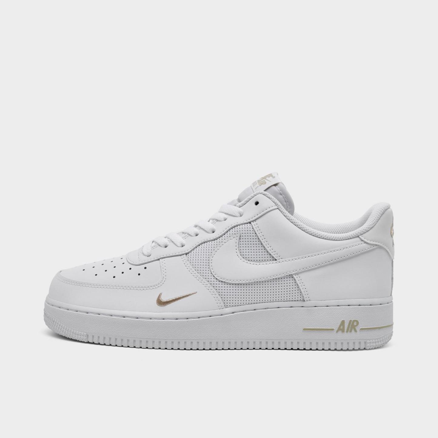 Men's Nike Air Force 1 '07 LV8 Casual Shoes - White/Metallic Silver/Desert Khaki
