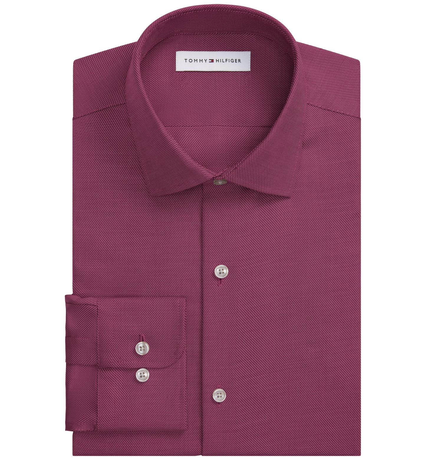 Tommy Hilfiger Men's TH Flex Twill Slim-Fit Dress Shirt - Red