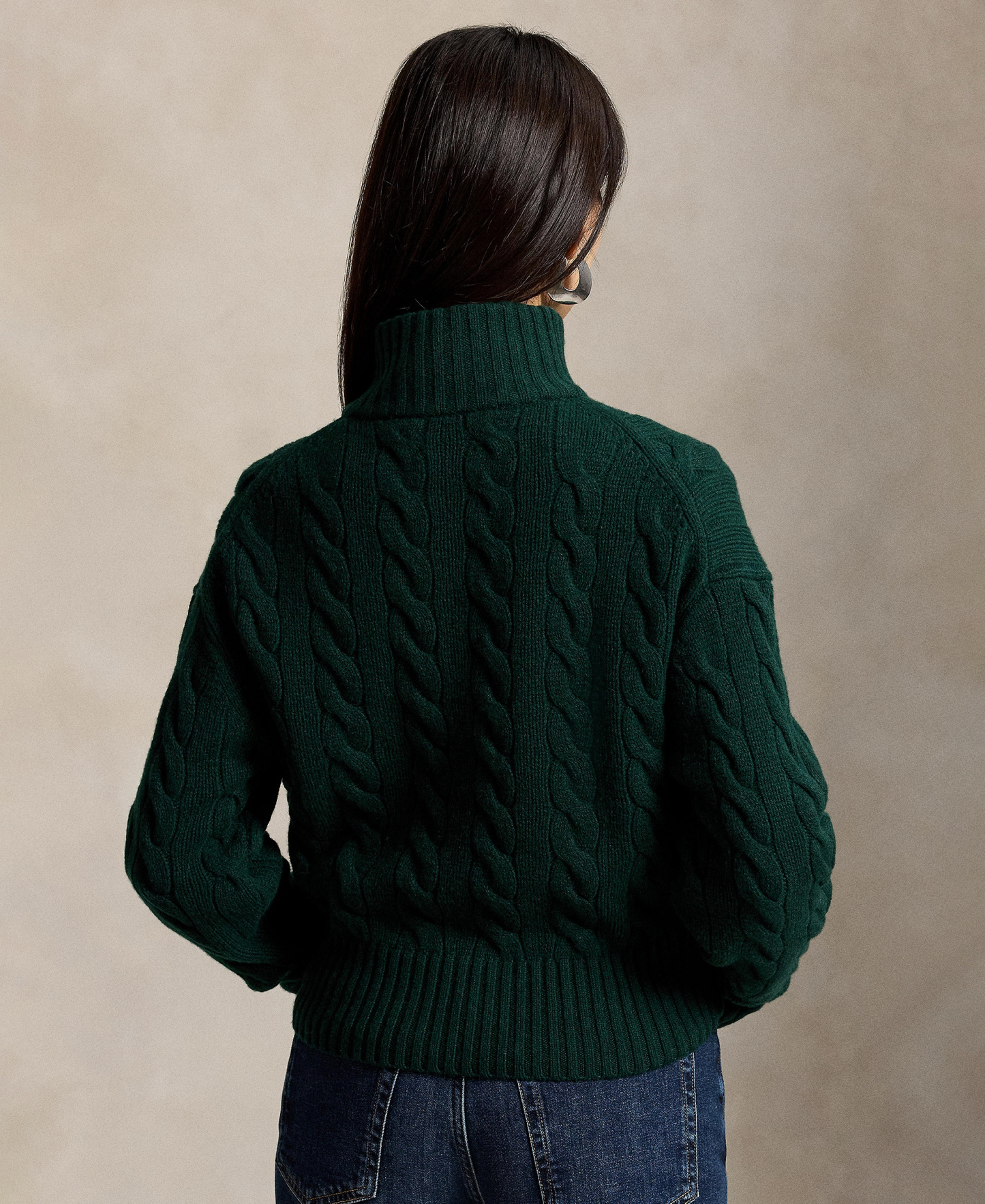 Polo Ralph Lauren Women's Cable-Knit Half-Zip Wool-Cashmere Sweater - College Green