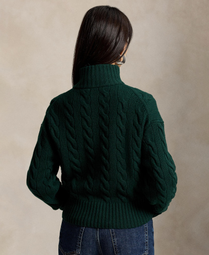 Polo Ralph Lauren Women's Cable-Knit Half-Zip Wool-Cashmere Sweater - College Green