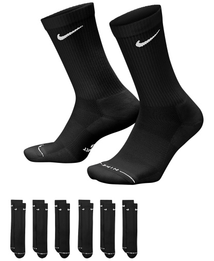 Nike Unisex Elevated Everyday Crew Socks, 6-Pack - Black