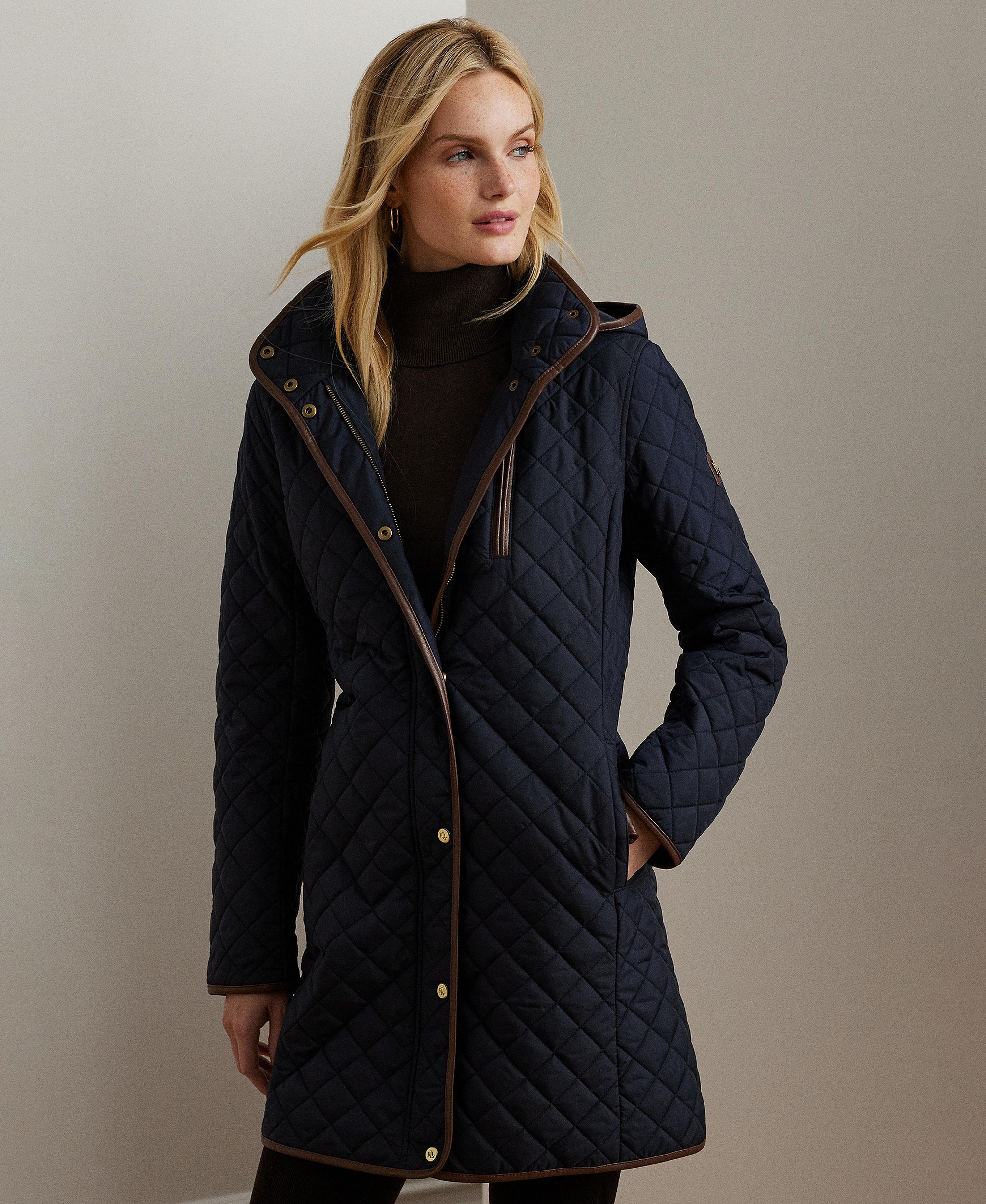 Lauren Ralph Lauren Women's Hooded Quilted Coat - Dark Navy