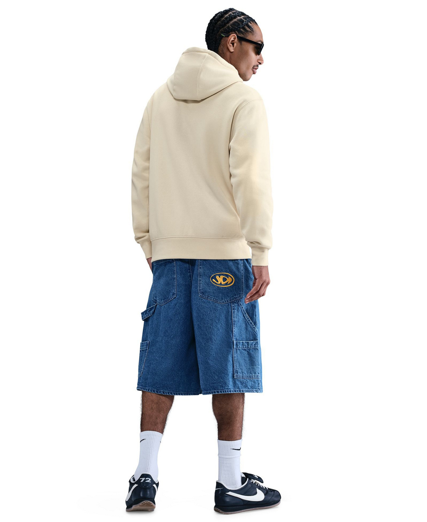 Nike Men's Club Pullover Fleece Hoodie Logo - Lite Khaki/White