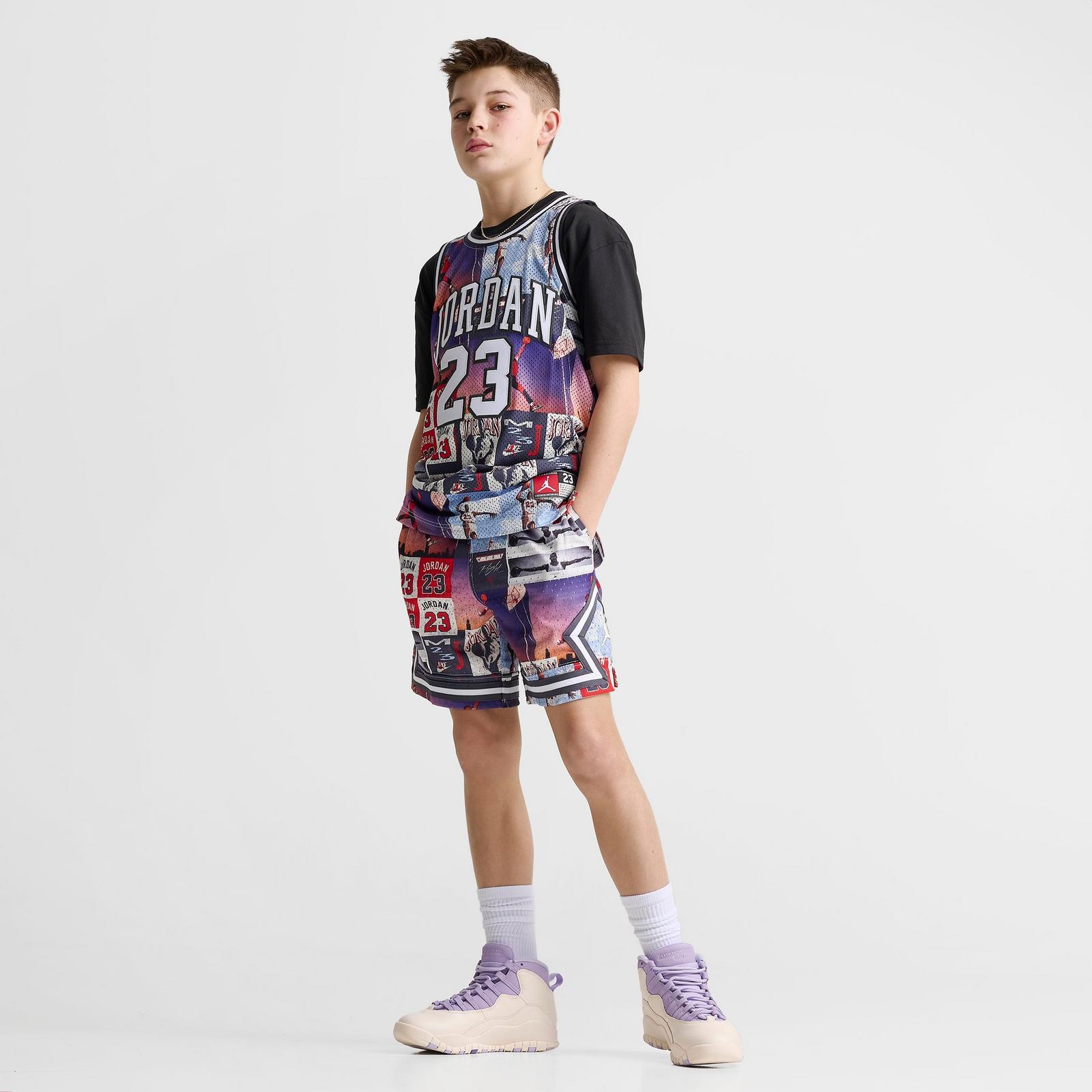 Big Kids' Jordan Dri-FIT MJ Printed Sport Diamond Shorts - Off Noir/Multi - view 2