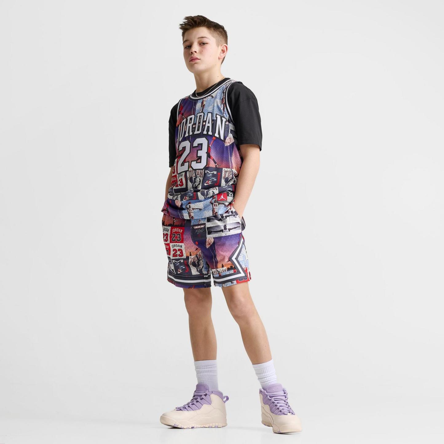 Big Kids' Jordan Dri-FIT MJ Printed Sport Diamond Shorts - Off Noir/Multi - view 2