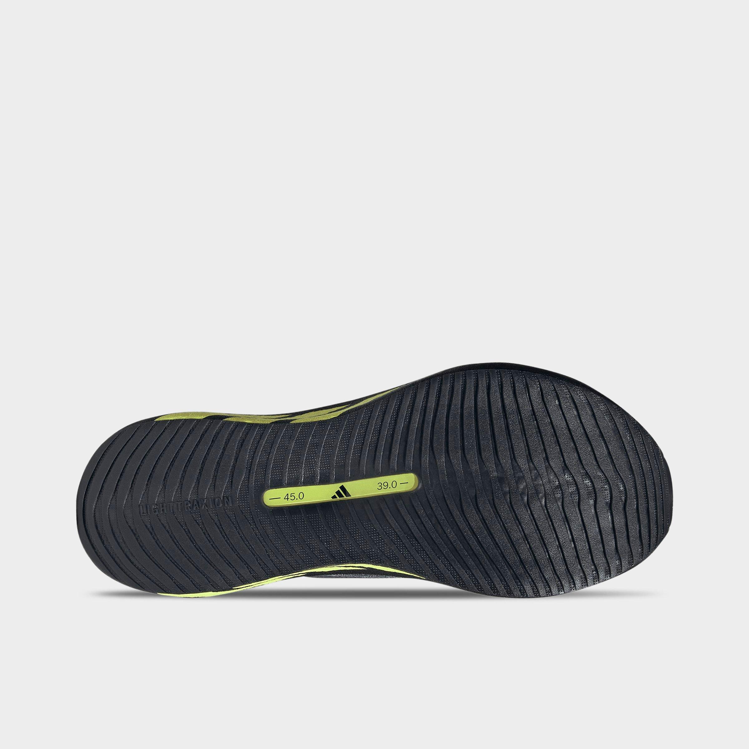 Men's adidas Hyperboost Edge Running Shoes - Part 2 - Carbon/Hi-Res Yellow/Grey - Bottom view