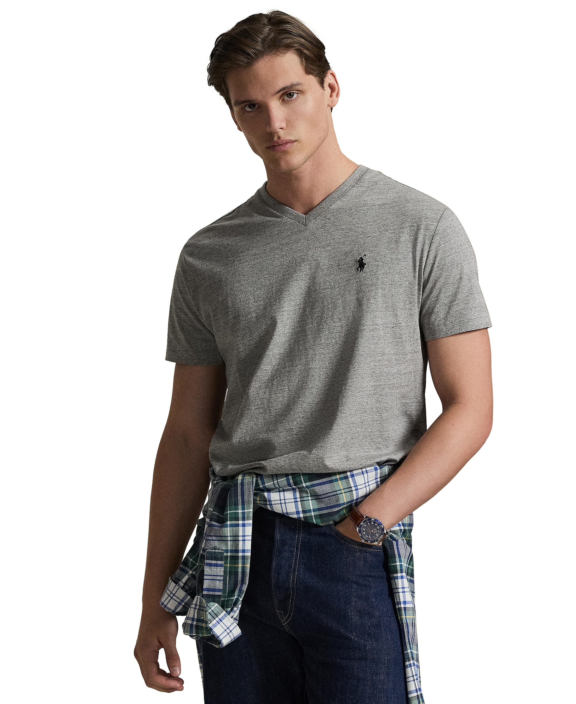 Polo Ralph Lauren Men's Classic-Fit V-Neck T-Shirt - Dark Gray Heather