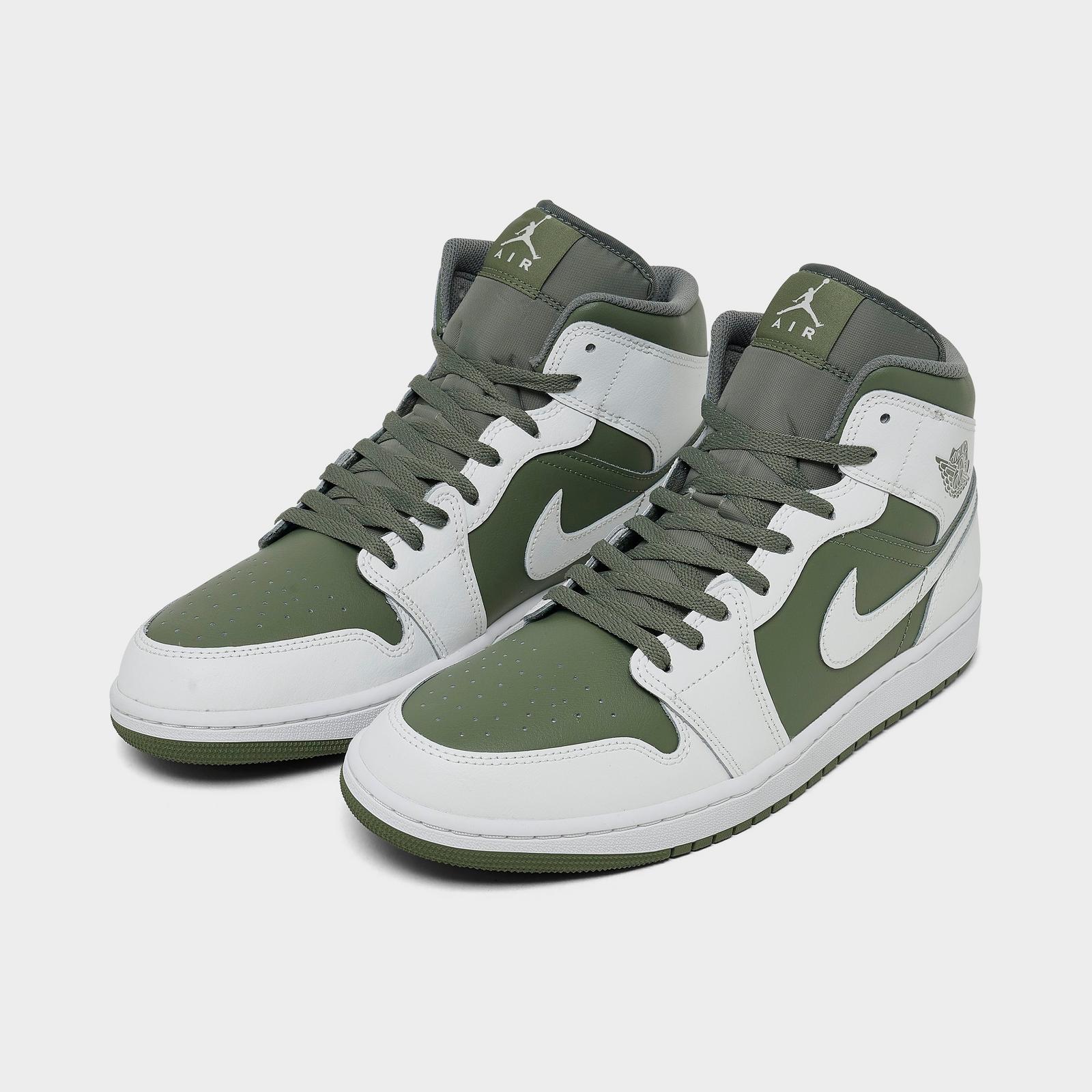Men's Air Jordan Retro 1 Mid Casual Shoes - Summit White/Vintage Lichen - view 2