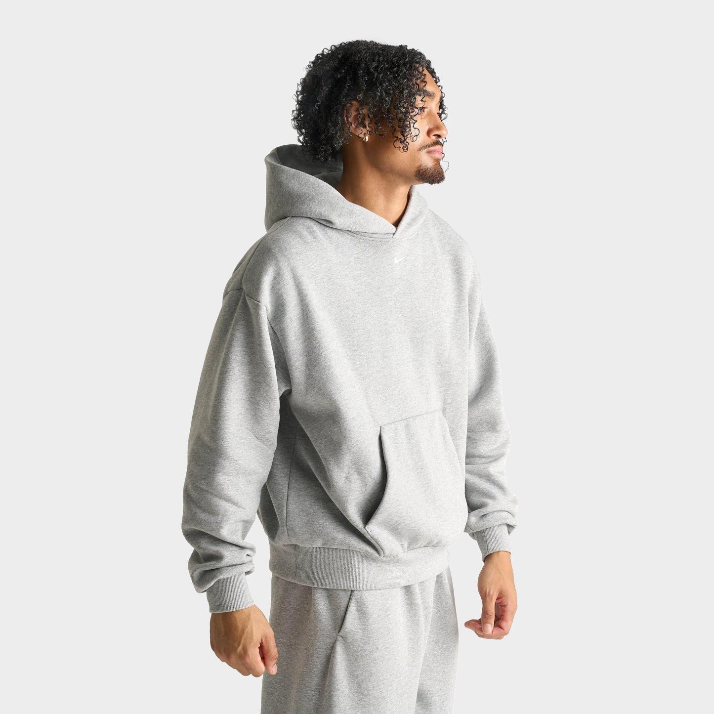 Men's Nithtke Solo Swoosh Pullover Hoodie - Dark Grey Heather/Sail