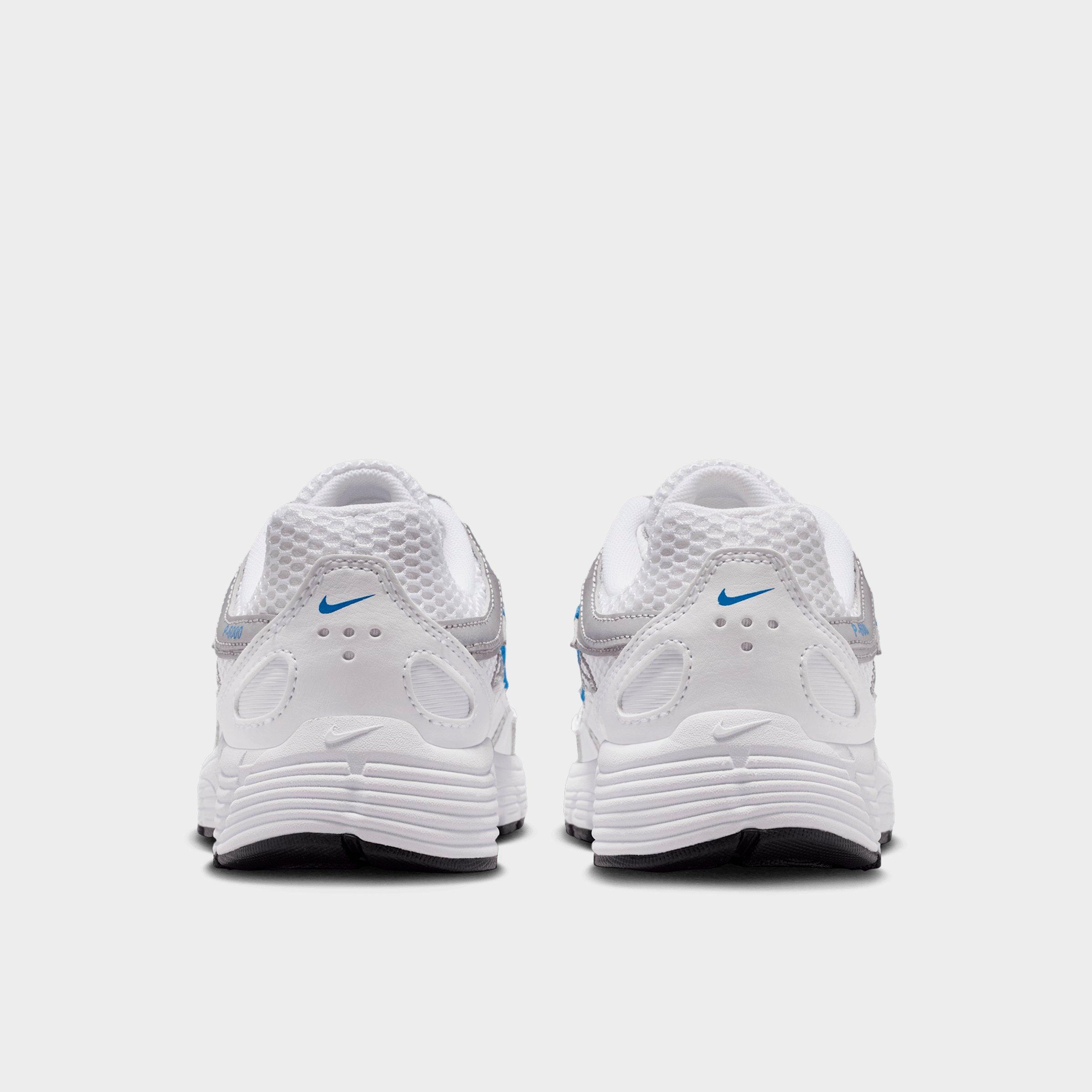 Big Kids' Nithtke P-6000 Casual Shoes - White/Blue Crystal/Metallic Silver/White - Back view