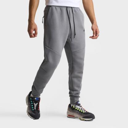 Men's Nike Tech Fleece Jogger Pants - Smoke Grey/Fire Red