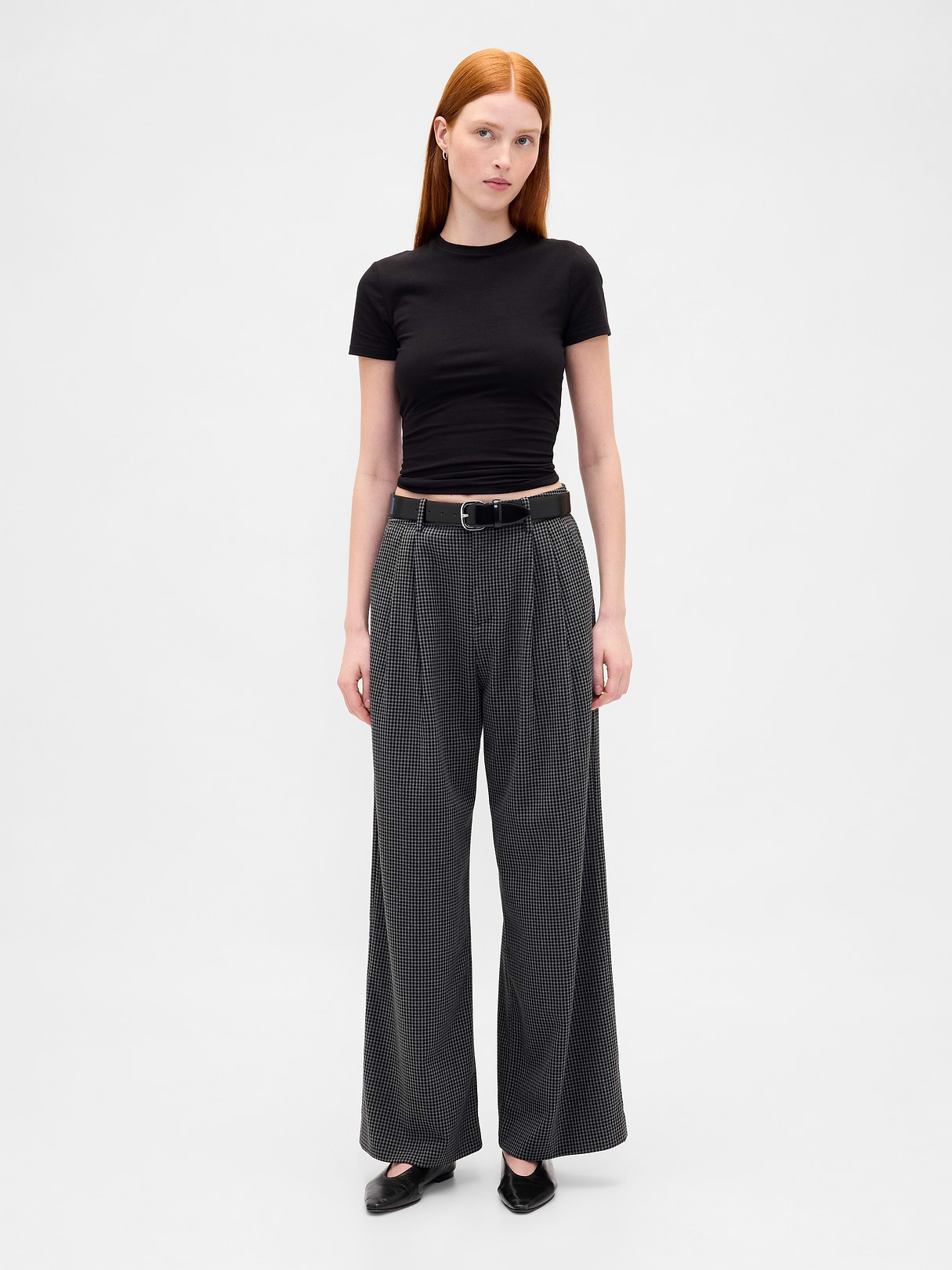 365 High Rise Pleated Trousers - Tonal grey plaid