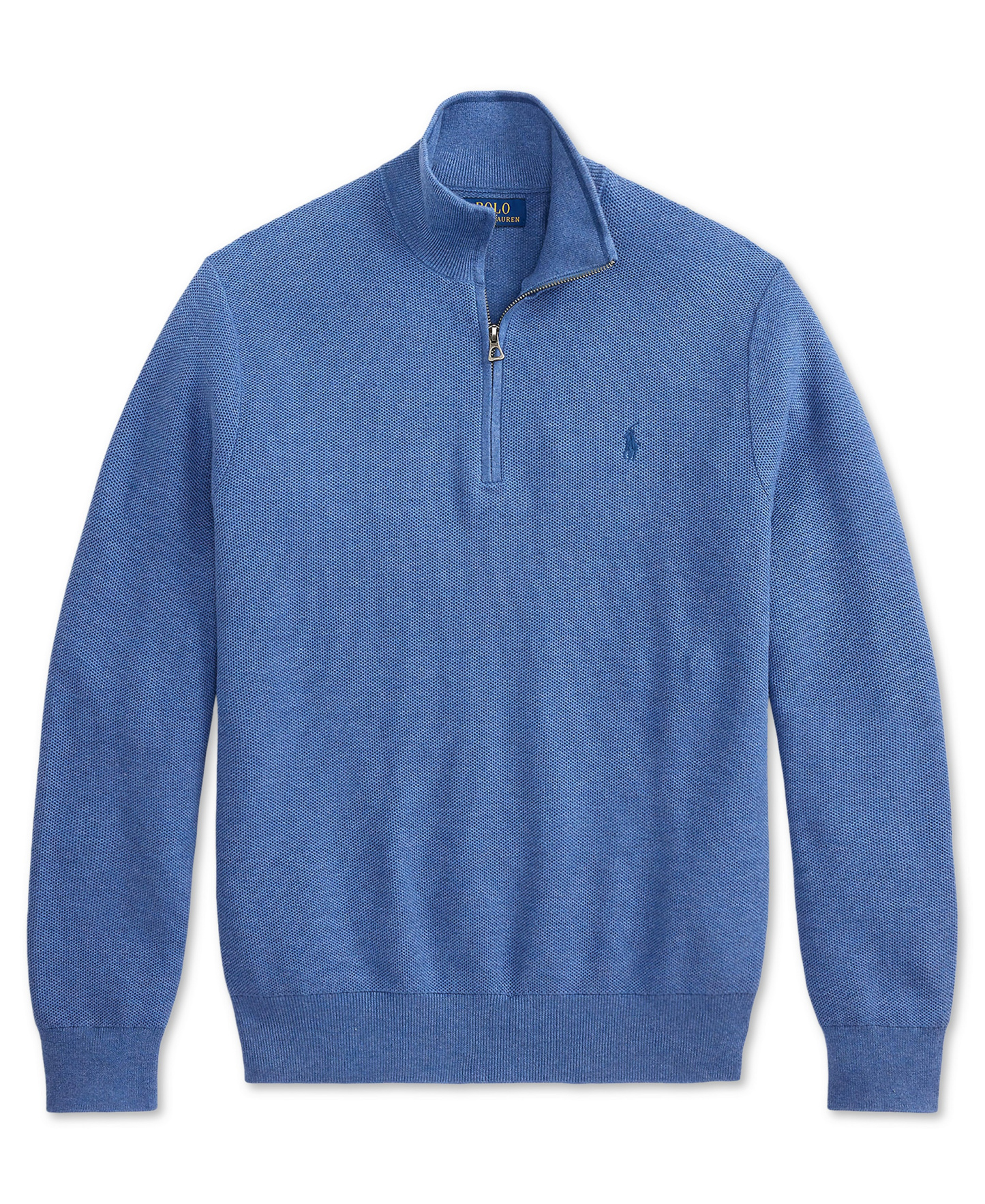 Polo Ralph Lauren Men's Mesh-Knit Cotton Quarter-Zip Sweater - Blue Borage Heather