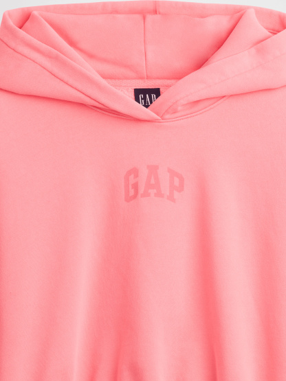 VintageSoft Crop Logo Hoodie - Sassy pink