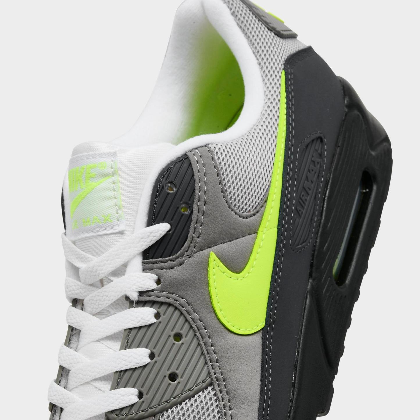 Men's Nike Air Max 90 Casual Shoes - Black/Neon Yellow/Anthracite/Light Charcoal/Pearl Grey/White