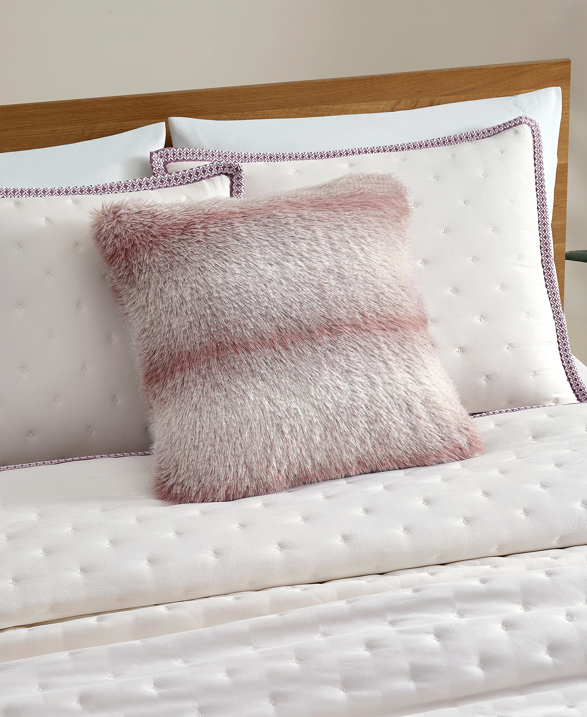 UGG® Clyde Faux Fur Pillow, 20" x 20" - Rosewood, Snow