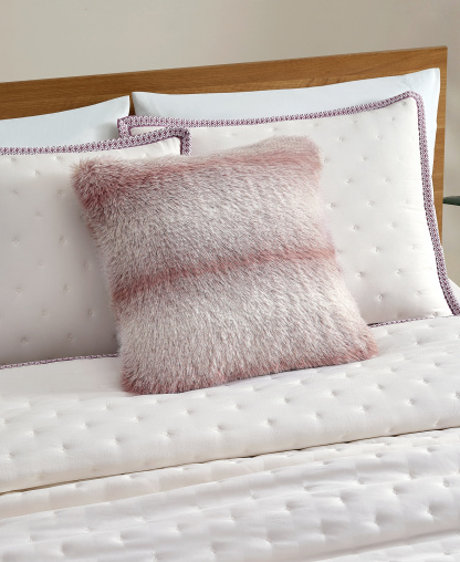 UGG® Clyde Faux Fur Pillow, 20" x 20" - Rosewood, Snow
