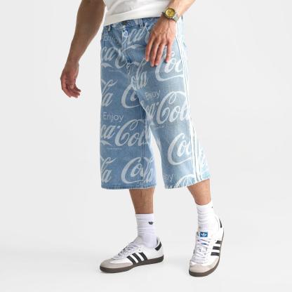 Men's adidas Originals x Coca-Cola Loose Denim Shorts - Indigo Denim - view 3