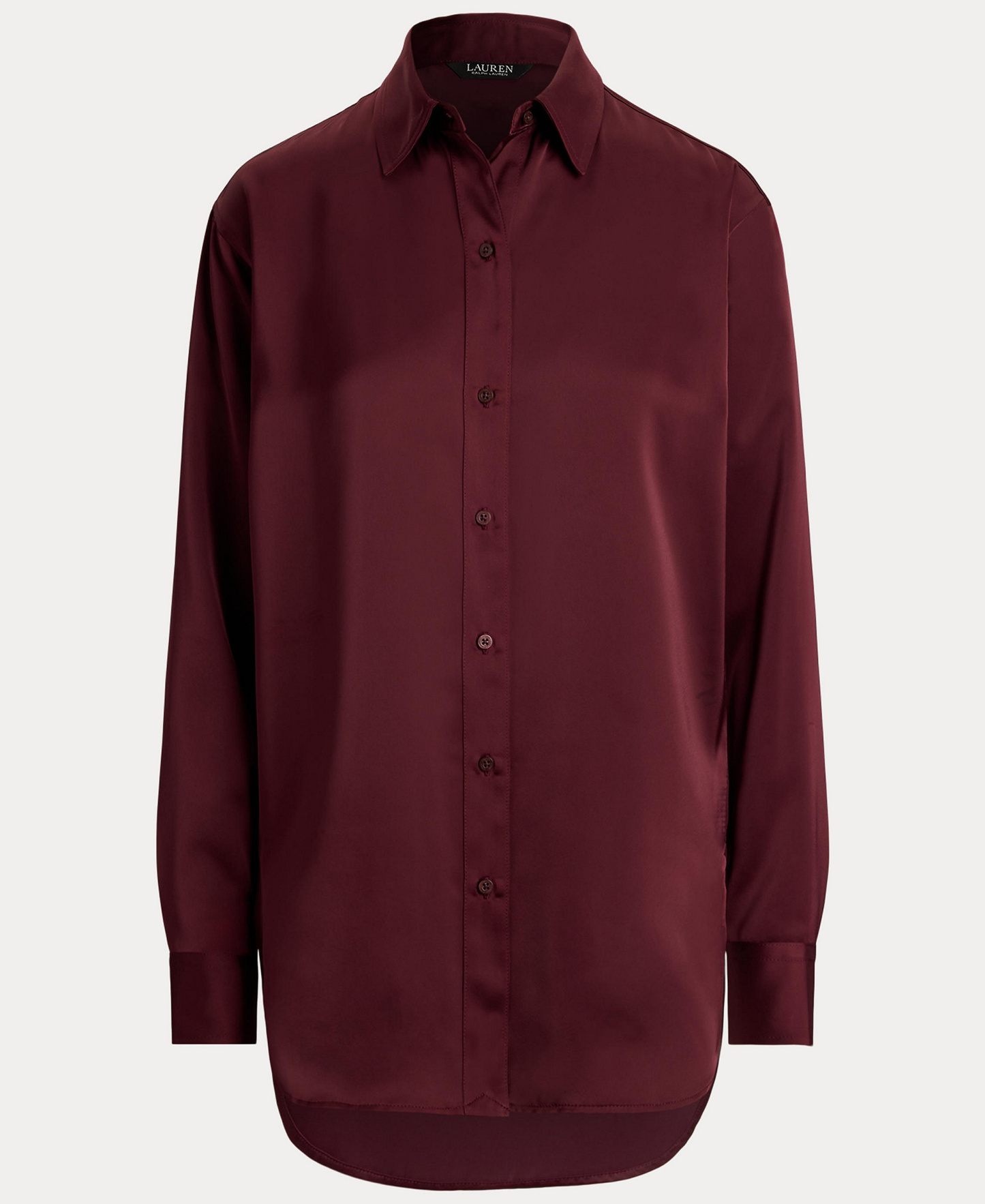 Lauren Ralph Lauren Women's Relaxed-Fit Satin Charmeuse Shirt - Dark Garnet