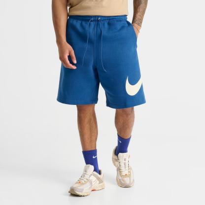 Men's Nike Club Fleece Swoosh Graphic Shorts - Court Blue/Court Blue/Light Khaki