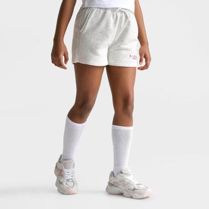 Girls' Big Kids' New Balance Tricolor Fleece Shorts - Ash Heather - view 3