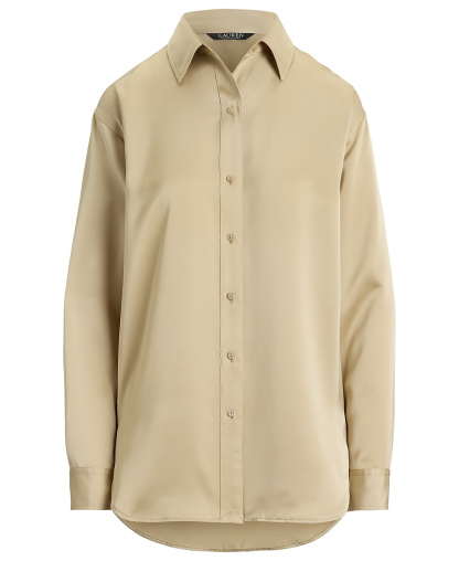 Lauren Ralph Lauren Women's Relaxed-Fit Satin Charmeuse Shirt - Ranch Cream