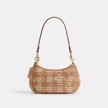 Teri Mini Crossbody Bag With Gingham Print - Gold/Tan - view 7