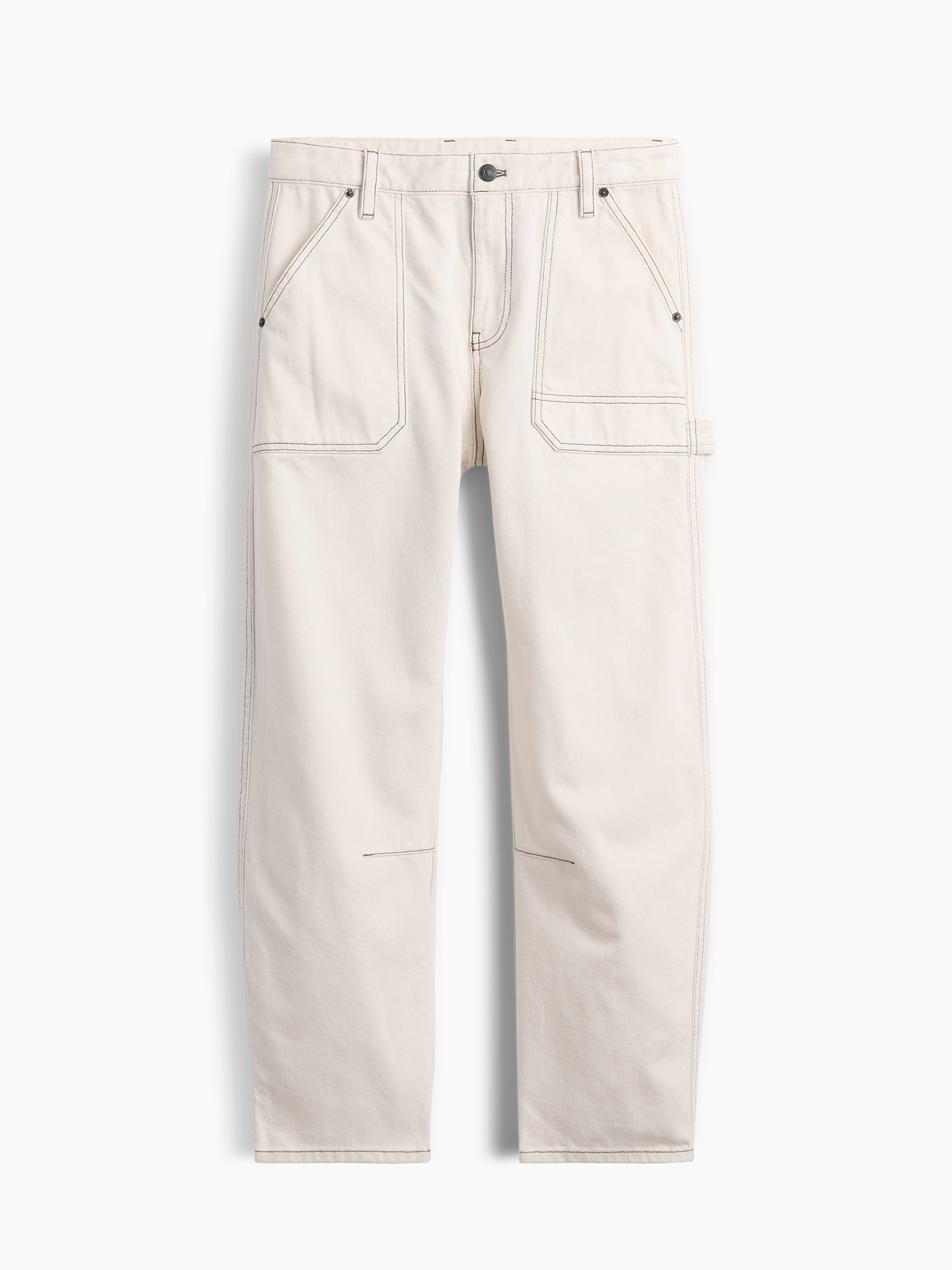Mid Rise Barrel Utility Ankle Pants - Ivory beige frost