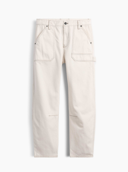 Mid Rise Barrel Utility Ankle Pants - Ivory beige frost
