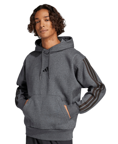 adidas Men's Essential Three-Stripes Fleece Hoodie - Dark Gray Heather
