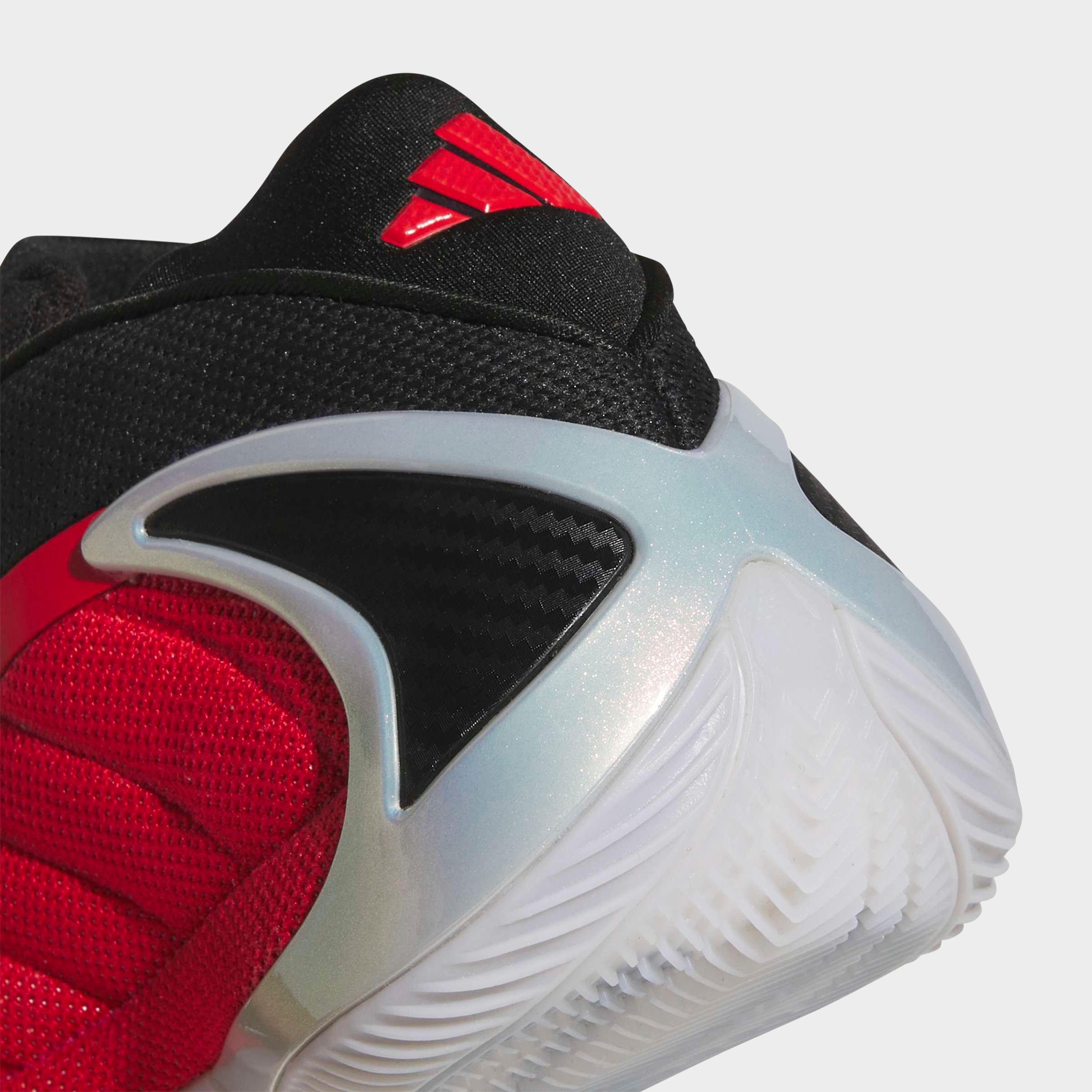 Big Kids' adidas Anthony Edwards 2 Basketball Shoes - Silver Metallic/Pure Ruby/Core Black - Detail shot