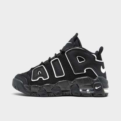 Little Kids' Nithtke Air More Uptempo Casual Shoes - Black/White - Left shoe facing left. Outside of the shoe.