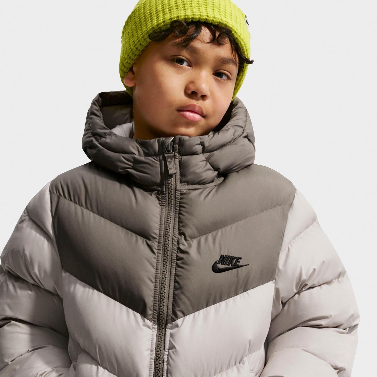 Big Kids' Nithtke Sportswear All Day Play Therma-FIT Puffer Jacket - Moon Particle/Cave Stone/Black