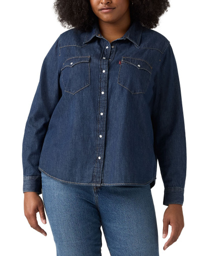 Levi's Trendy Plus Size Essential Western Cotton Shirt - Smokin Hot