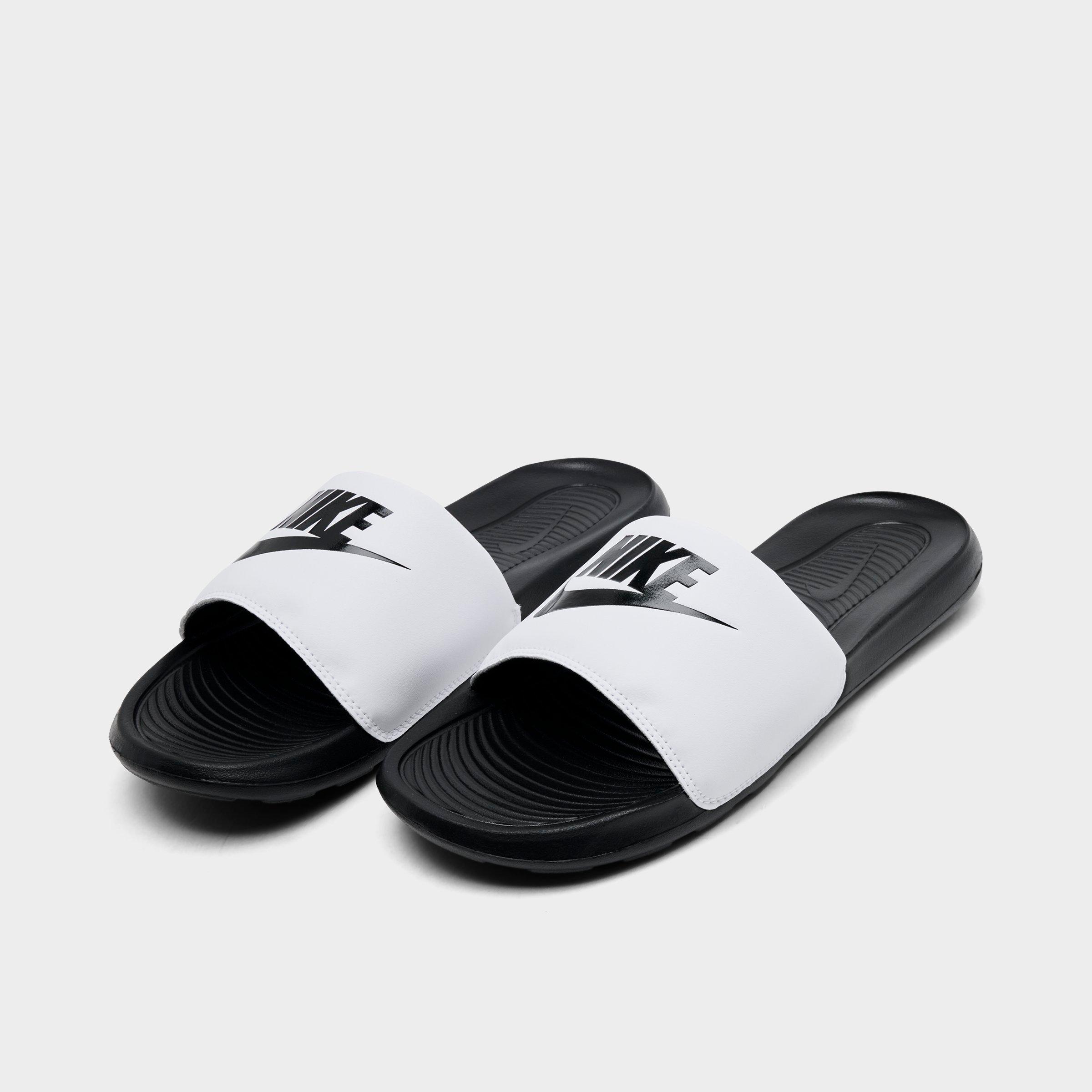 Men's Nithtke Victori One Slide Sandals - Black/White/Black - Both shoes facing left