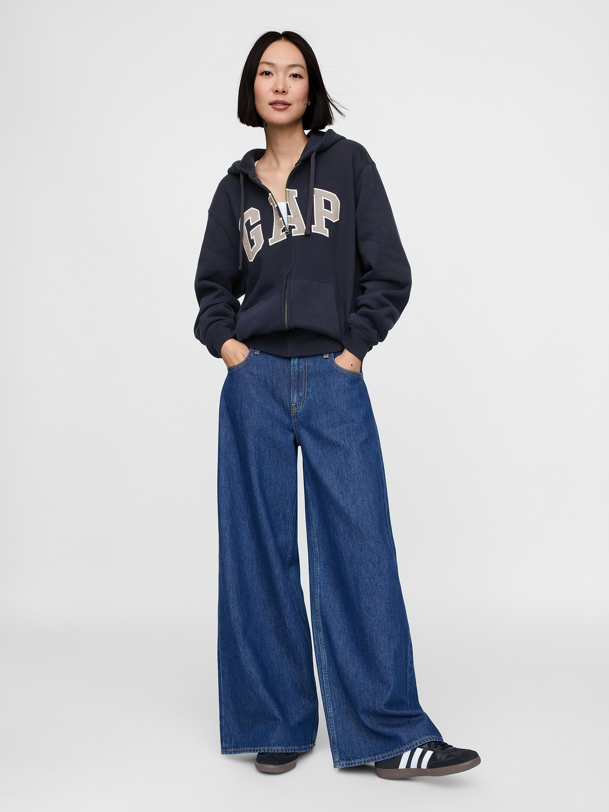 Adult VintageSoft Arch Logo Zip Hoodie - Tapestry navy blue