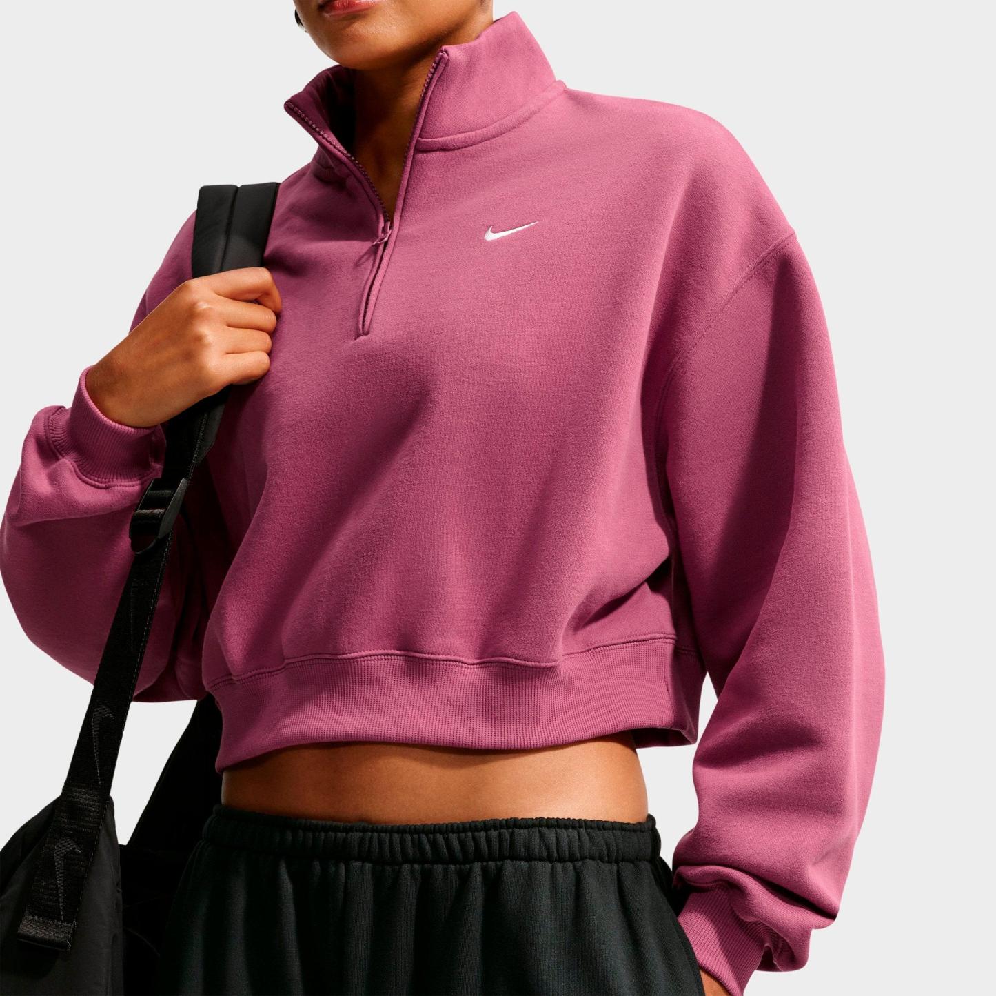 Women's Nithtke Studio Fleece Medium-Weight Oversized Cropped Quarter-Zip Jacket - Pink Smoke/Sail