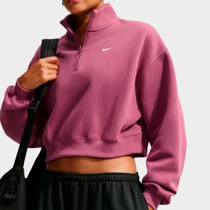Women's Nithtke Studio Fleece Medium-Weight Oversized Cropped Quarter-Zip Jacket - Pink Smoke/Sail