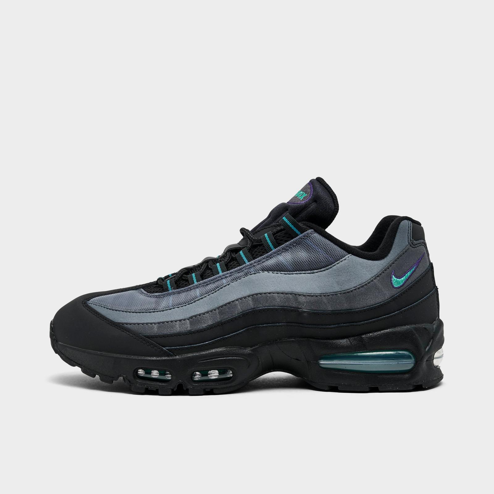 Men's Nike Air Max 95 Big Bubble Casual Shoes - Black/Iron Grey/Court Purple/Dusty Cactus
