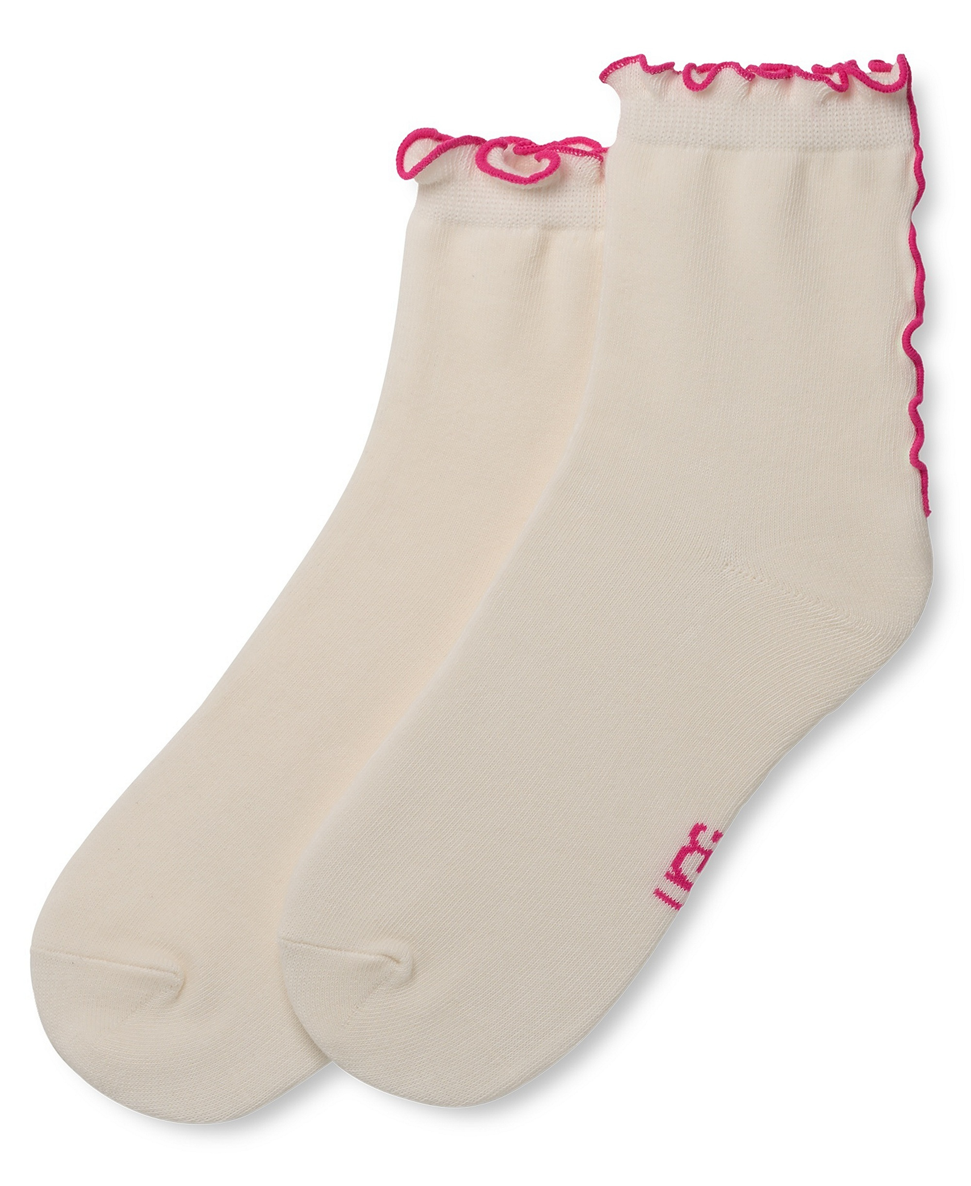 UGG Women's Karsyn Lettuce Edge Quarter Logo Socks - White